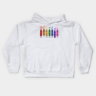 Colorful Color Crayon Attitudes Emotions of the Rainbow Kids Hoodie